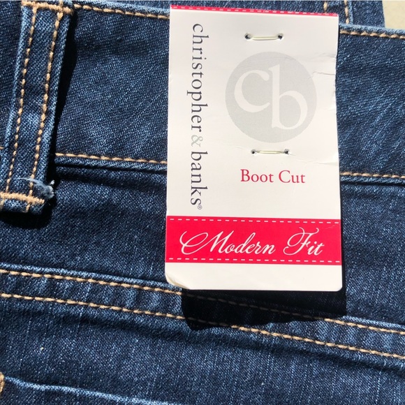 NWT Christopher & Banks 12 Short Modern Fit Dark Wash Boot Cut Jean - Picture 7 of 10